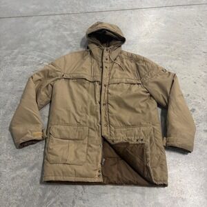 Vintage 90s Wells International Puffer Jacket Mens Large Tan Brown Heavy Duty
